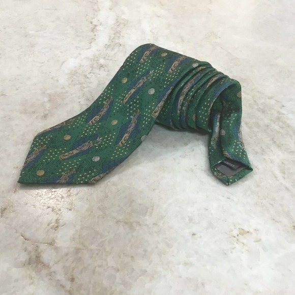 ROBERT TALBOTT GREEN GOLF SILK TIE - Picture 9 of 11